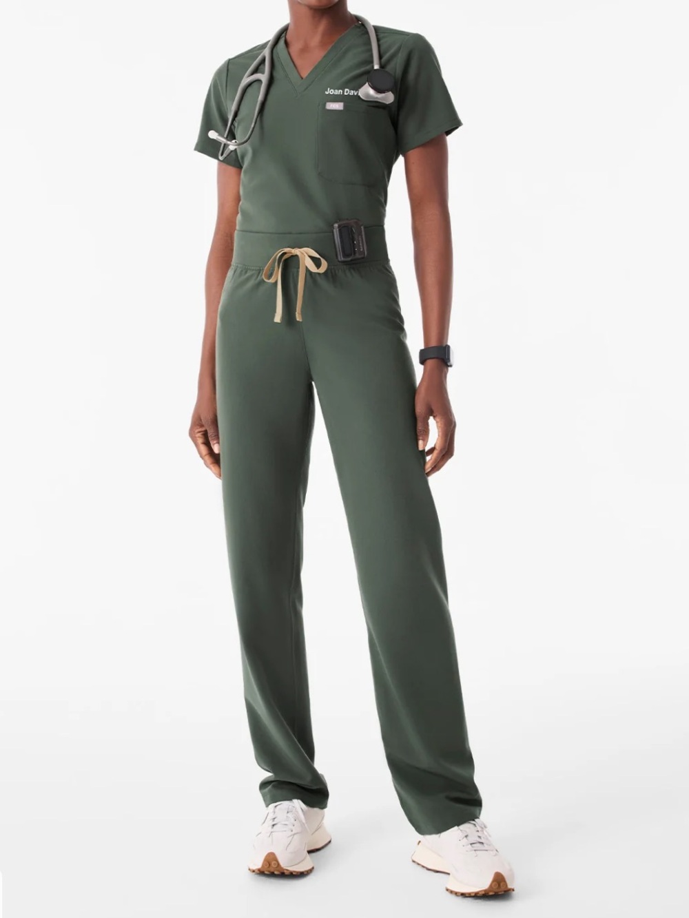 Figs Livingston High-Rise Straight-Leg Scrub Pant in Moss